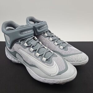 Nike Alpha Huarache Elite 4‎ Mid Grey White Baseball Cleats DJ6520-012 Men's 14